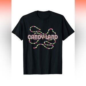 Woman's Candy Land Rainbow Trail black T-shirt size large